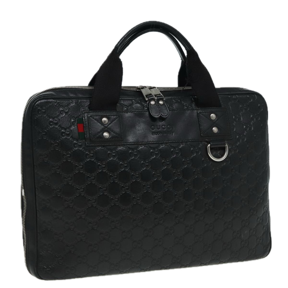 GUCCI GG Canvas Guccissima Hand Bag Black 81048