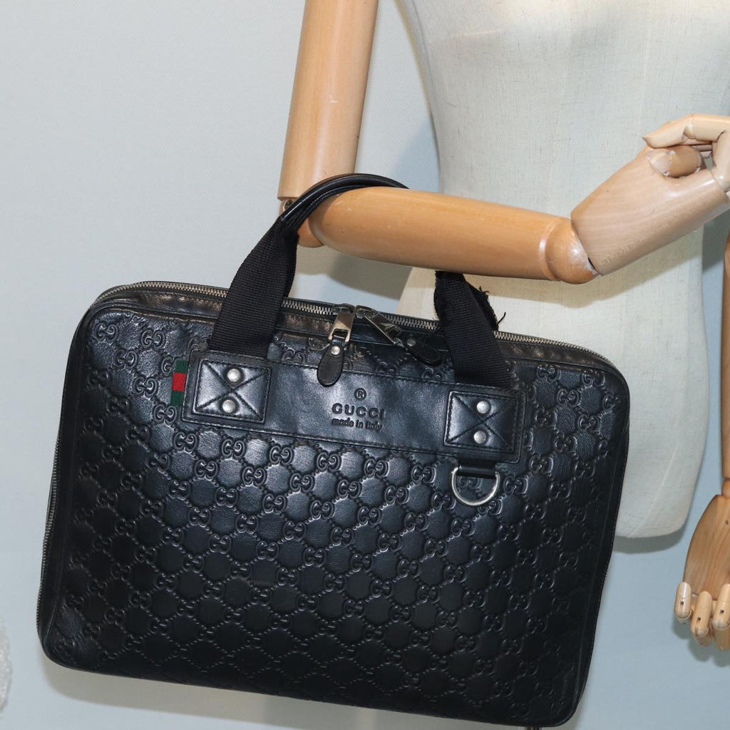 GUCCI GG Canvas Guccissima Hand Bag Black 81048