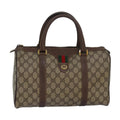 GUCCI GG Supreme Web Sherry Line Boston Bag PVC Leather Beige 81054