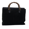 GUCCI Bamboo Tote Bag Suede Leather Black 81106