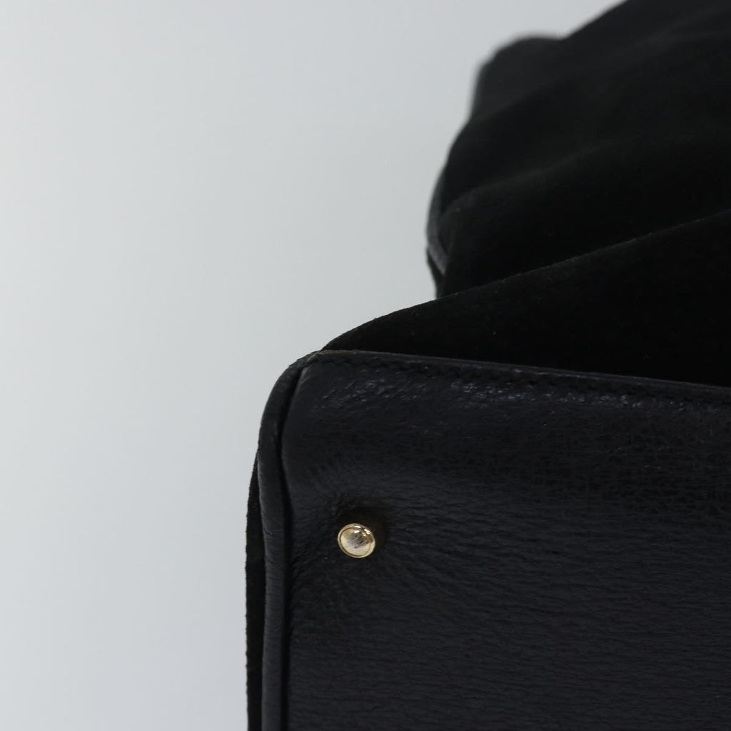 GUCCI Bamboo Tote Bag Suede Leather Black 81106
