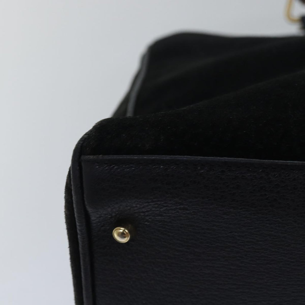 GUCCI Bamboo Tote Bag Suede Leather Black 81106