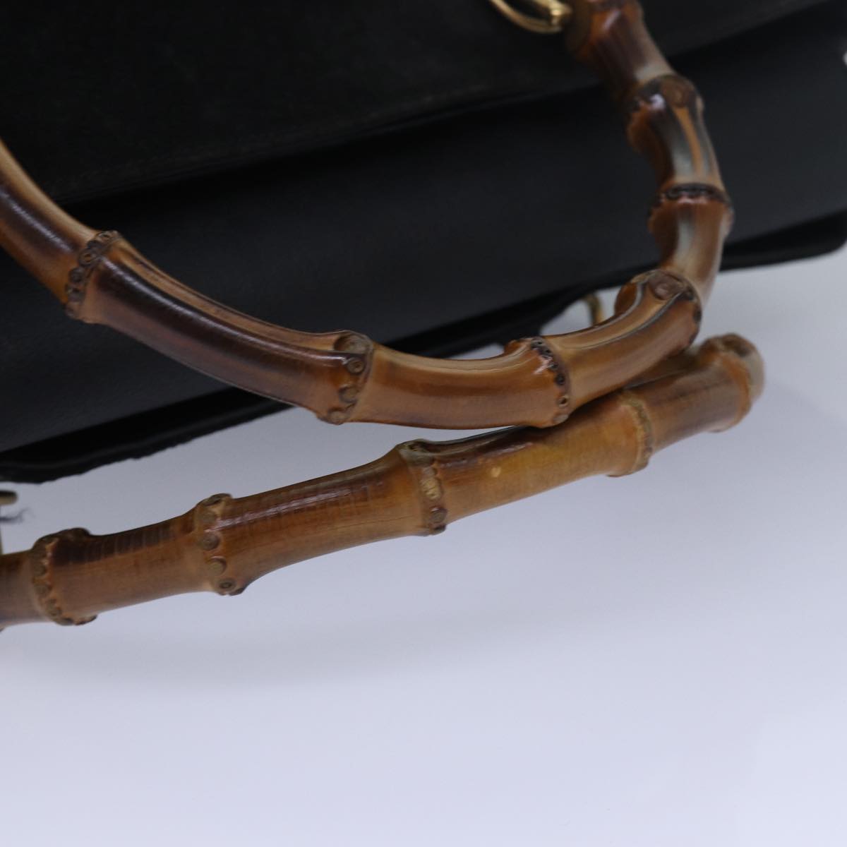GUCCI Bamboo Tote Bag Suede Leather Black 81106
