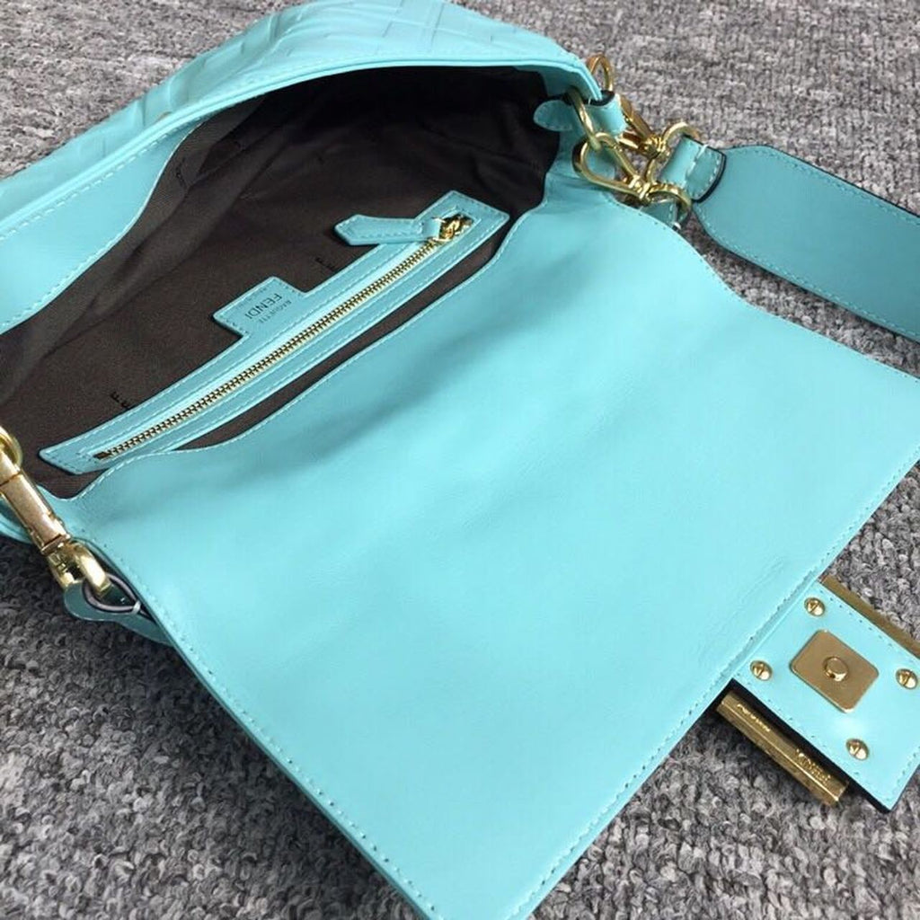 FI Baguette Nappa Light Blue For Women, Handbags, Shoulder And Crossbody Bags 10.6in/27cm FF 8BR600