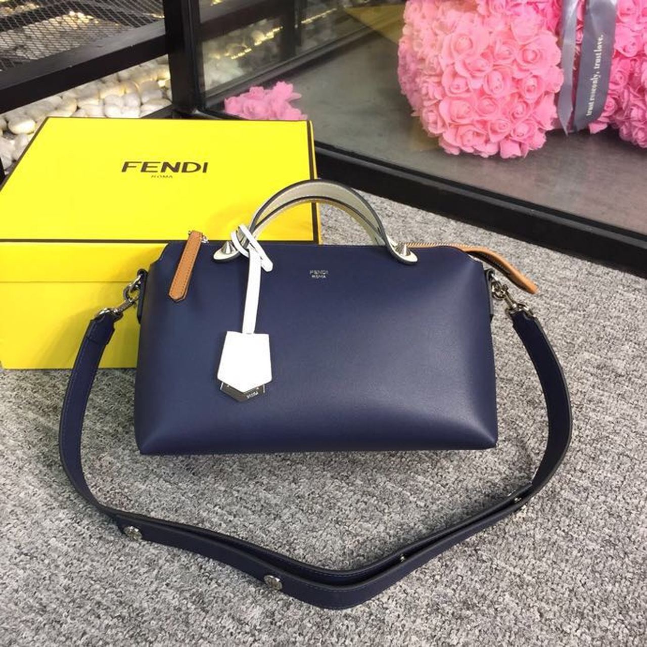 FI By The Way MeGLAMIum Bag Dark Blue For Women, Handbags, Shoulder And Crossbody Bags 10.6in/27cm FF 8BL1461