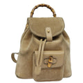 GUCCI Bamboo Backpack Suede Leather Beige 003 1705 0030 81152