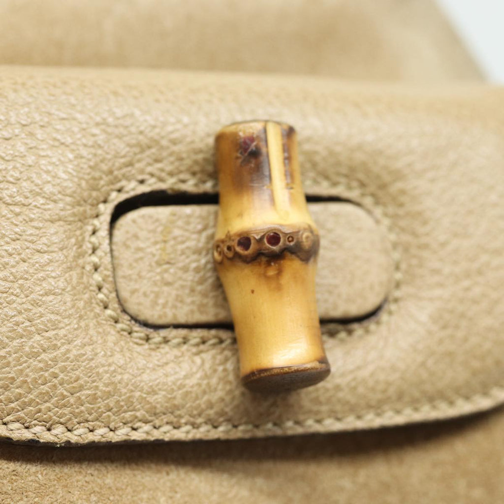 GUCCI Bamboo Backpack Suede Leather Beige 003 1705 0030 81152
