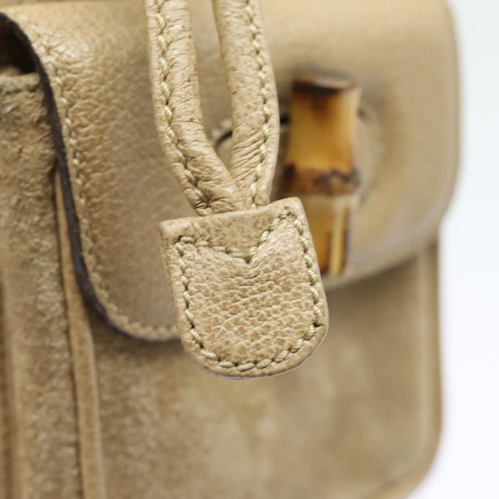 GUCCI Bamboo Backpack Suede Leather Beige 003 1705 0030 81152