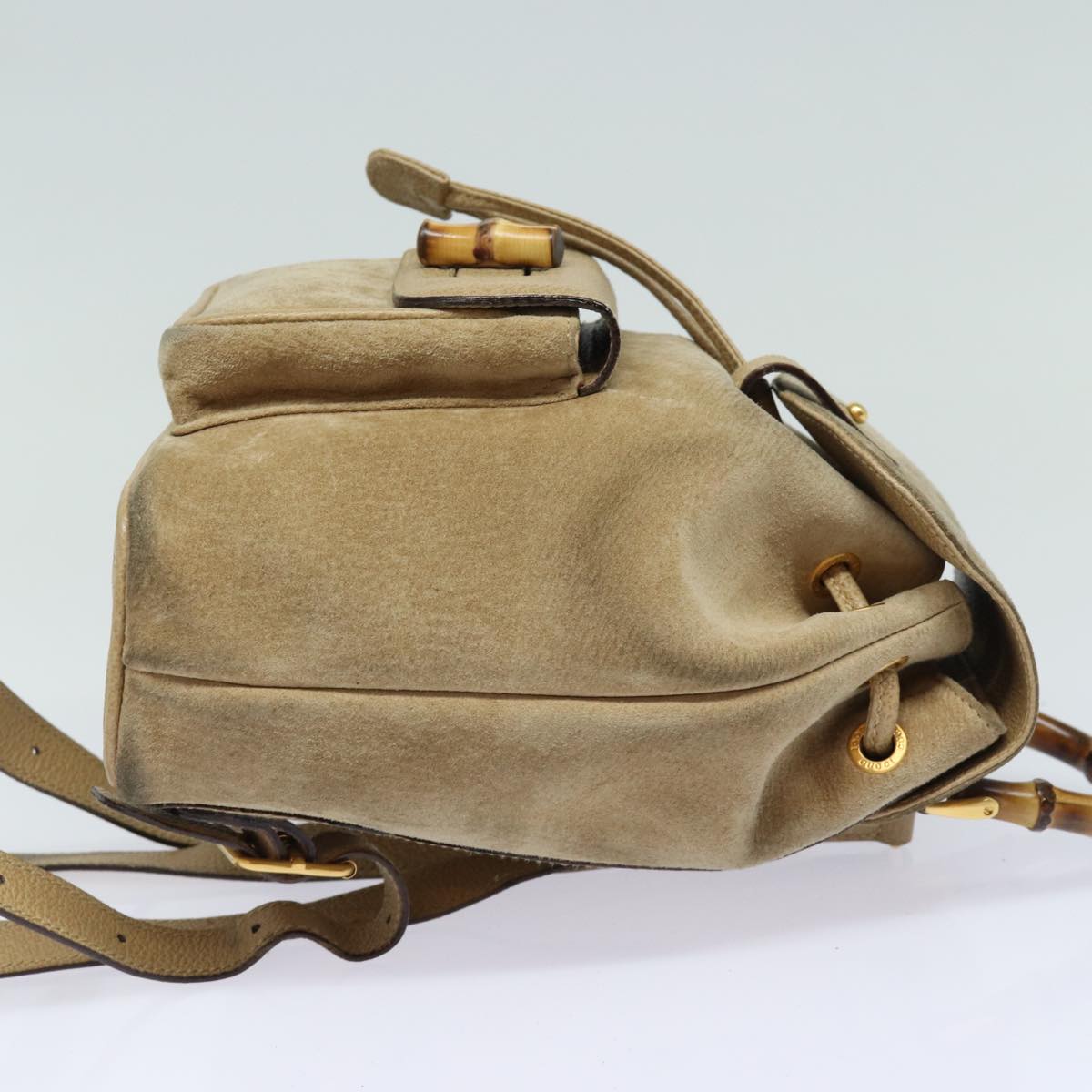 GUCCI Bamboo Backpack Suede Leather Beige 003 1705 0030 81152
