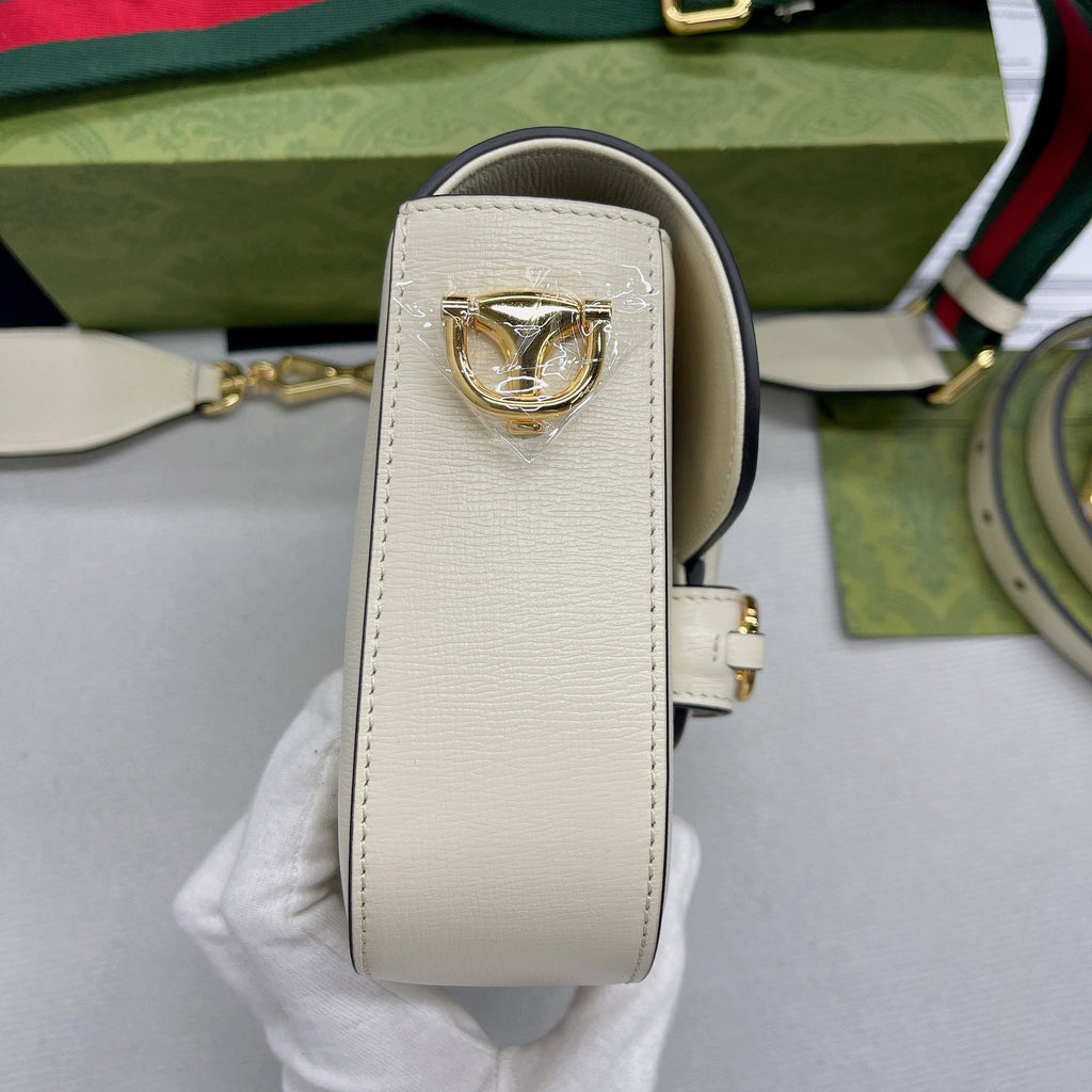 gg Horsebit 1955 Mini Bag White For Women, Women’s Bags 8in/21cm gg 658574 18YSG 9068