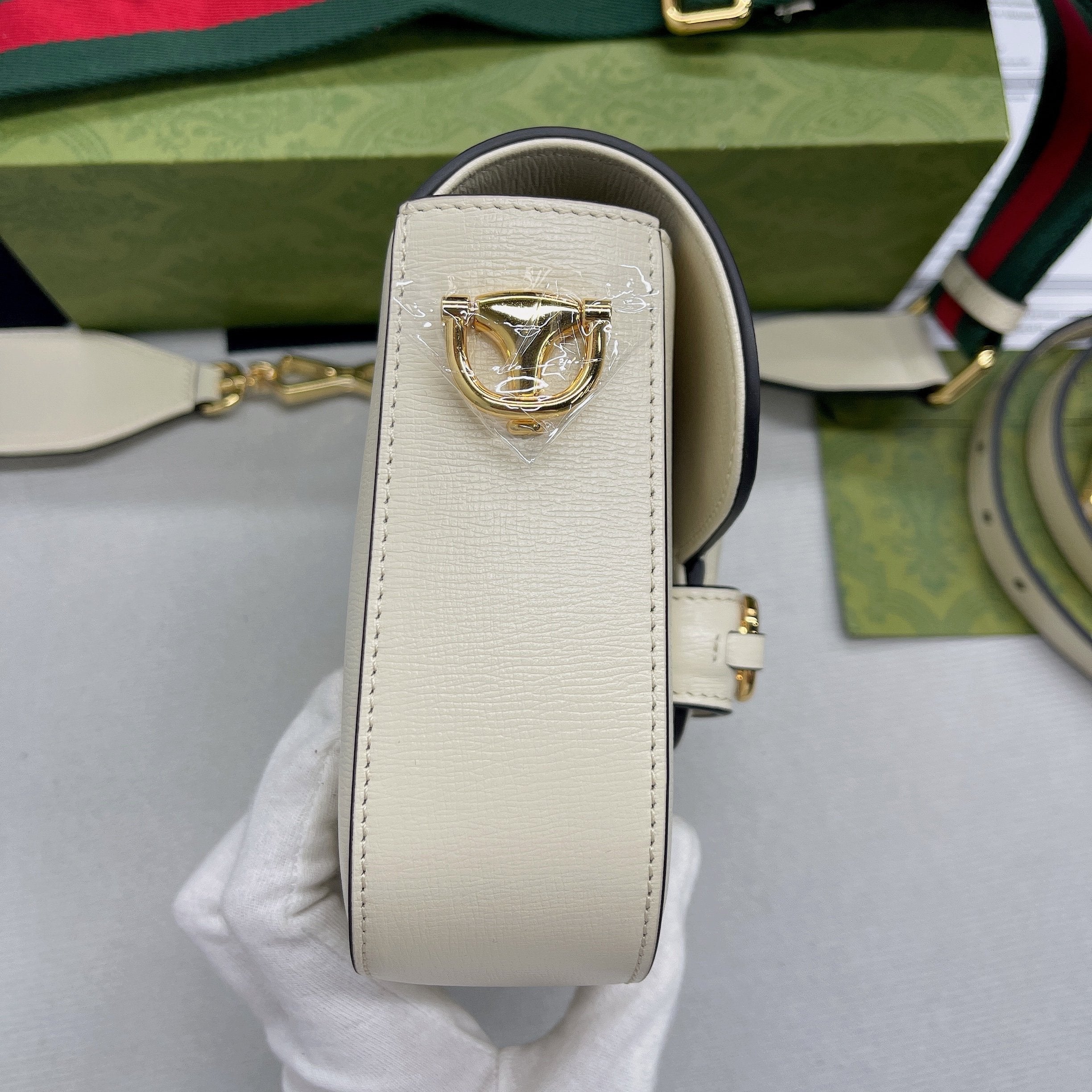 gg Horsebit 1955 Mini Bag White For Women, Women’s Bags 8in/21cm gg 658574 18YSG 9068