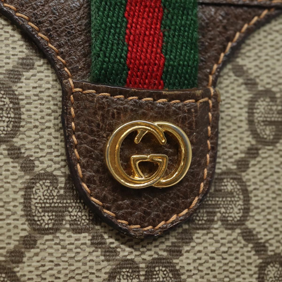 GUCCI GG Supreme Web Sherry Line Shoulder Bag PVC Beige 89 02 077 81157