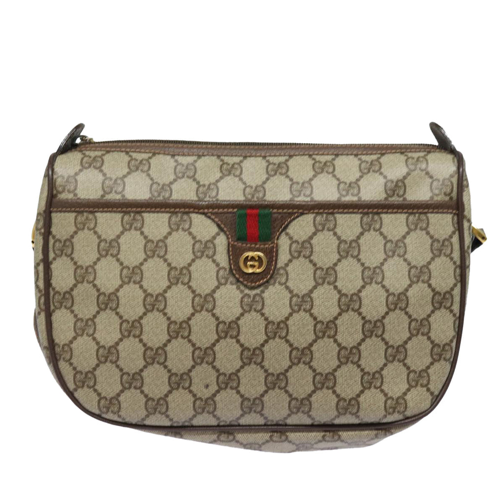 GUCCI GG Supreme Web Sherry Line Shoulder Bag PVC Beige 89 02 077 81157