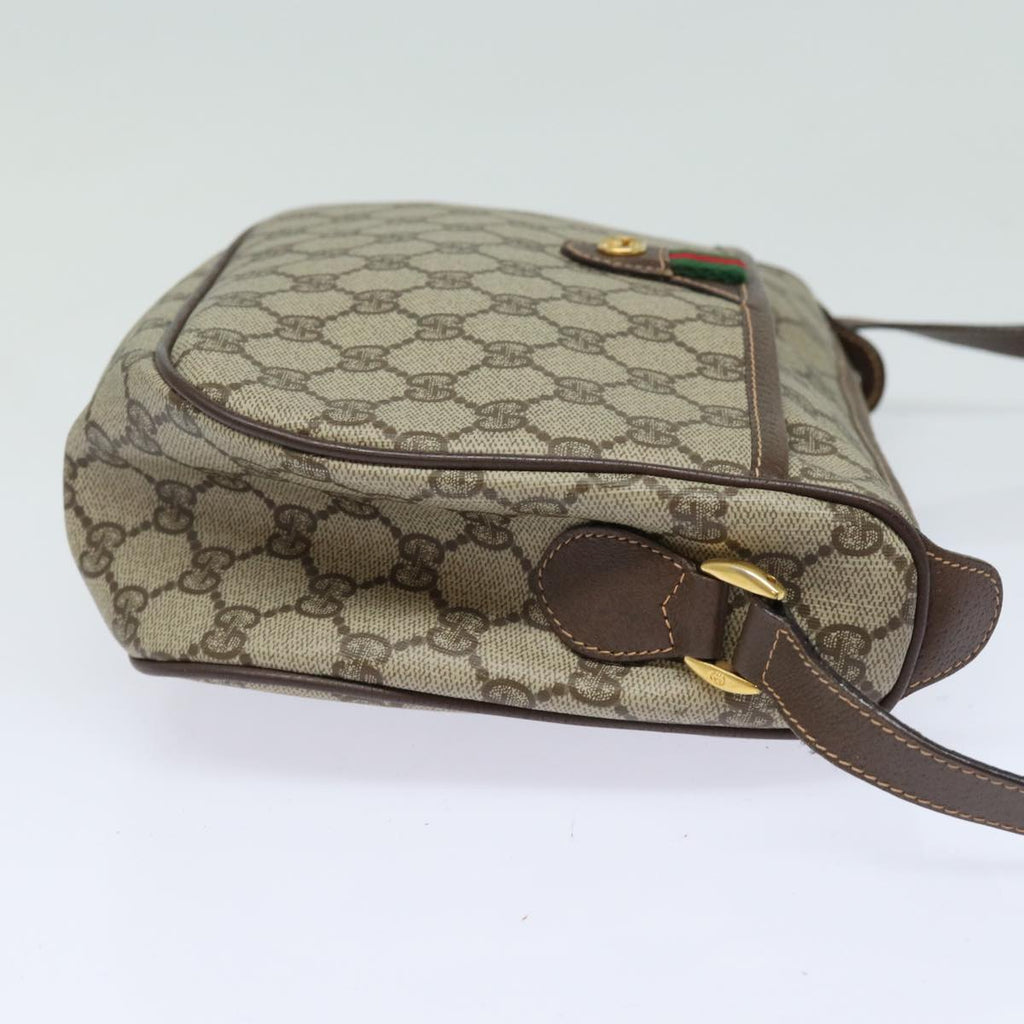 GUCCI GG Supreme Web Sherry Line Shoulder Bag PVC Beige 89 02 077 81157