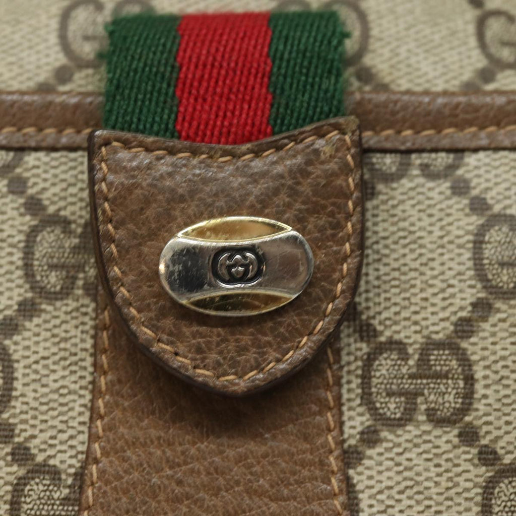 GUCCI GG Supreme Web Sherry Line Shoulder Bag PVC Beige 89 02 032 81158