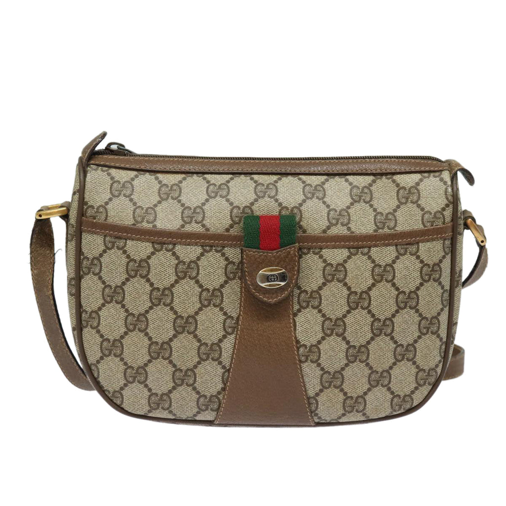 GUCCI GG Supreme Web Sherry Line Shoulder Bag PVC Beige 89 02 032 81158