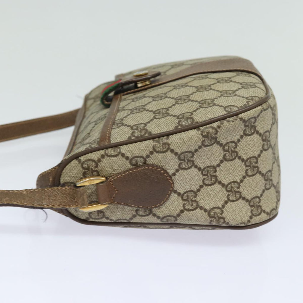 GUCCI GG Supreme Web Sherry Line Shoulder Bag PVC Beige 89 02 032 81158