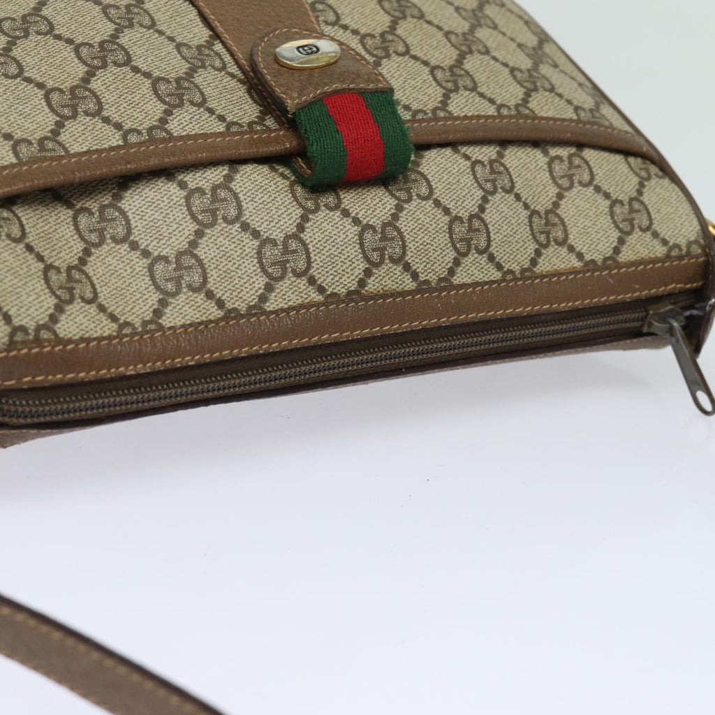 GUCCI GG Supreme Web Sherry Line Shoulder Bag PVC Beige 89 02 032 81158