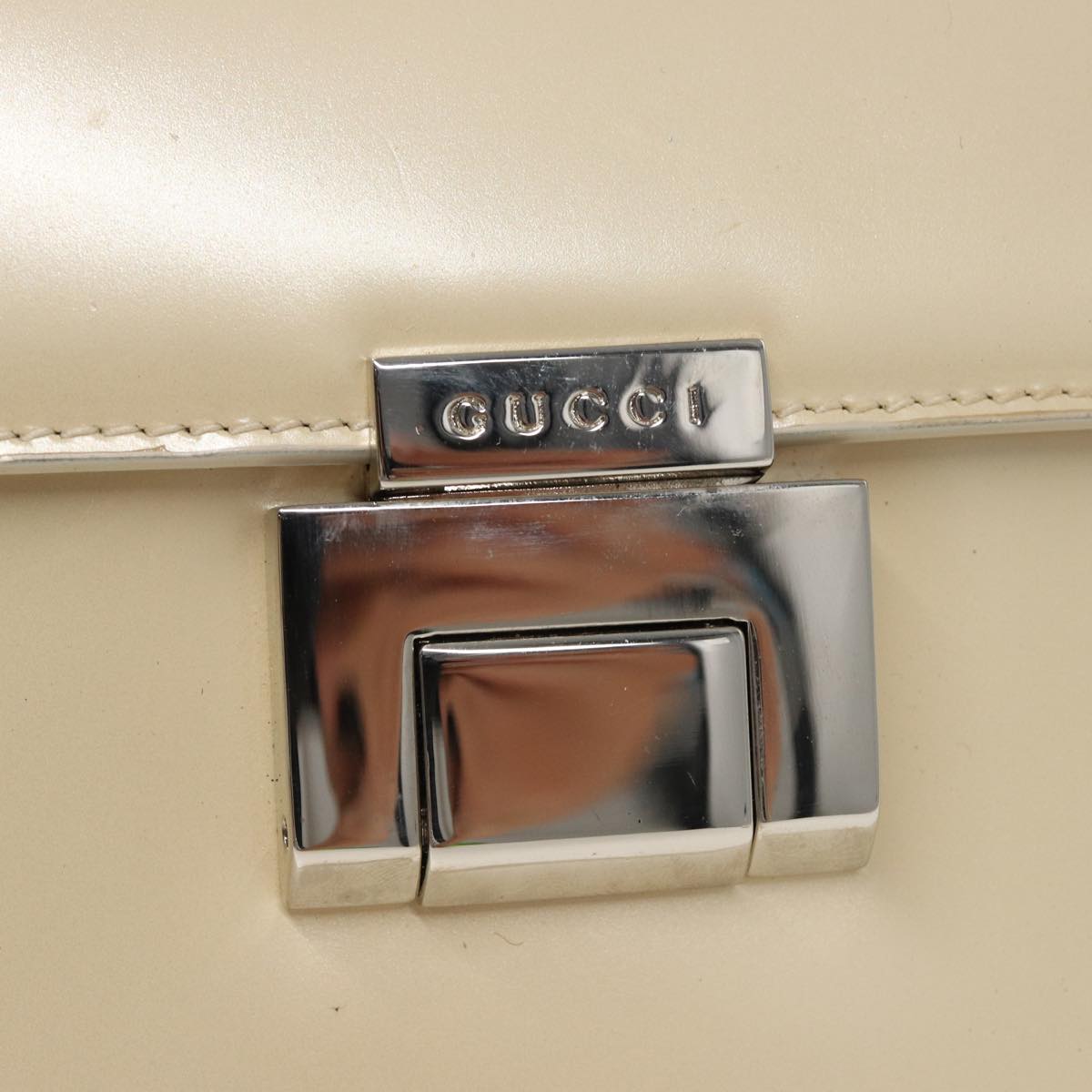 GUCCI Hand Bag Leather 2way Cream 81160