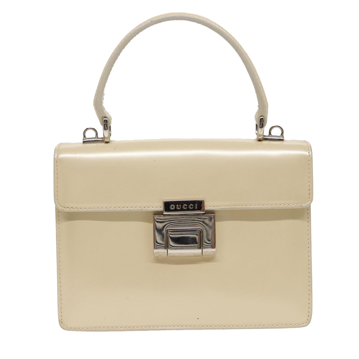 GUCCI Hand Bag Leather 2way Cream 81160