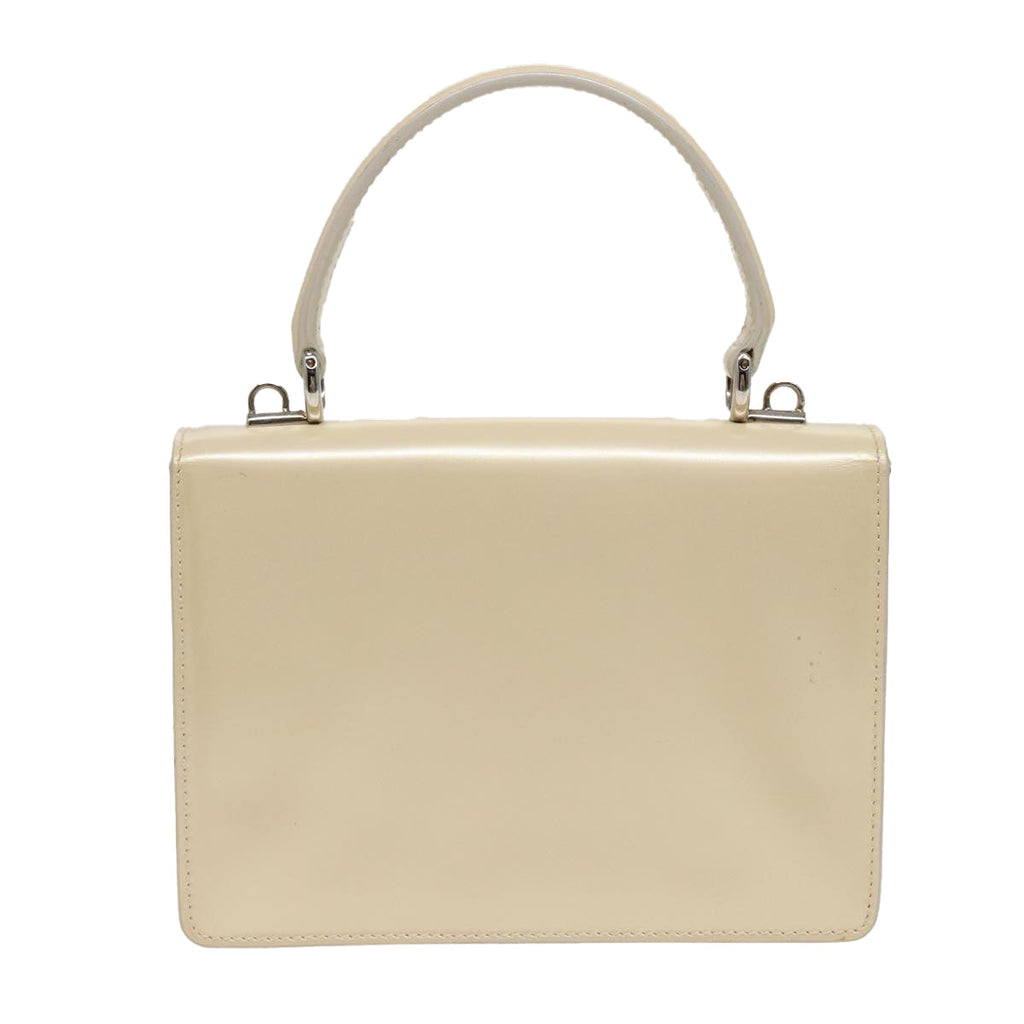 GUCCI Hand Bag Leather 2way Cream 81160
