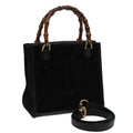 GUCCI Bamboo Hand Bag Suede 2way Black 81161