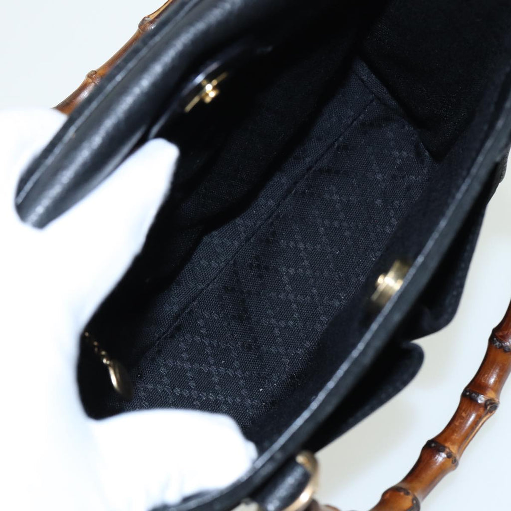 GUCCI Bamboo Hand Bag Suede 2way Black 81161