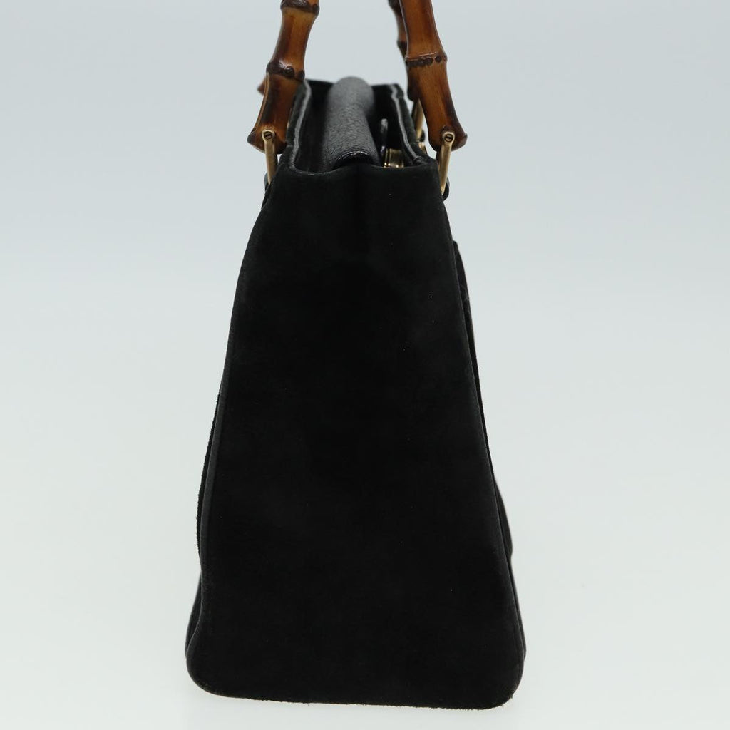 GUCCI Bamboo Hand Bag Suede 2way Black 81161