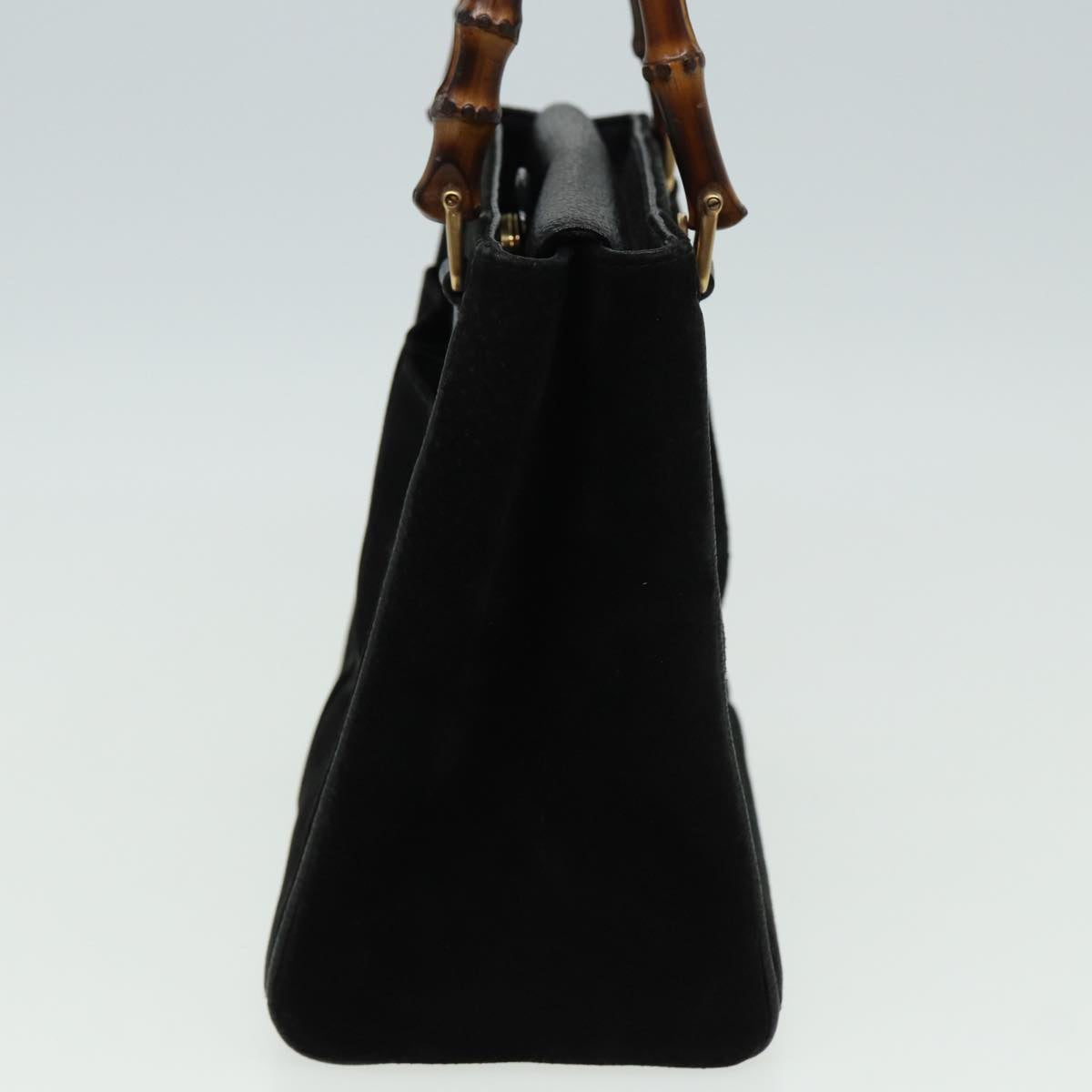 GUCCI Bamboo Hand Bag Suede 2way Black 81161
