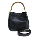 GUCCI Bamboo Hand Bag Leather 2way Black 001 2113 1638 81162