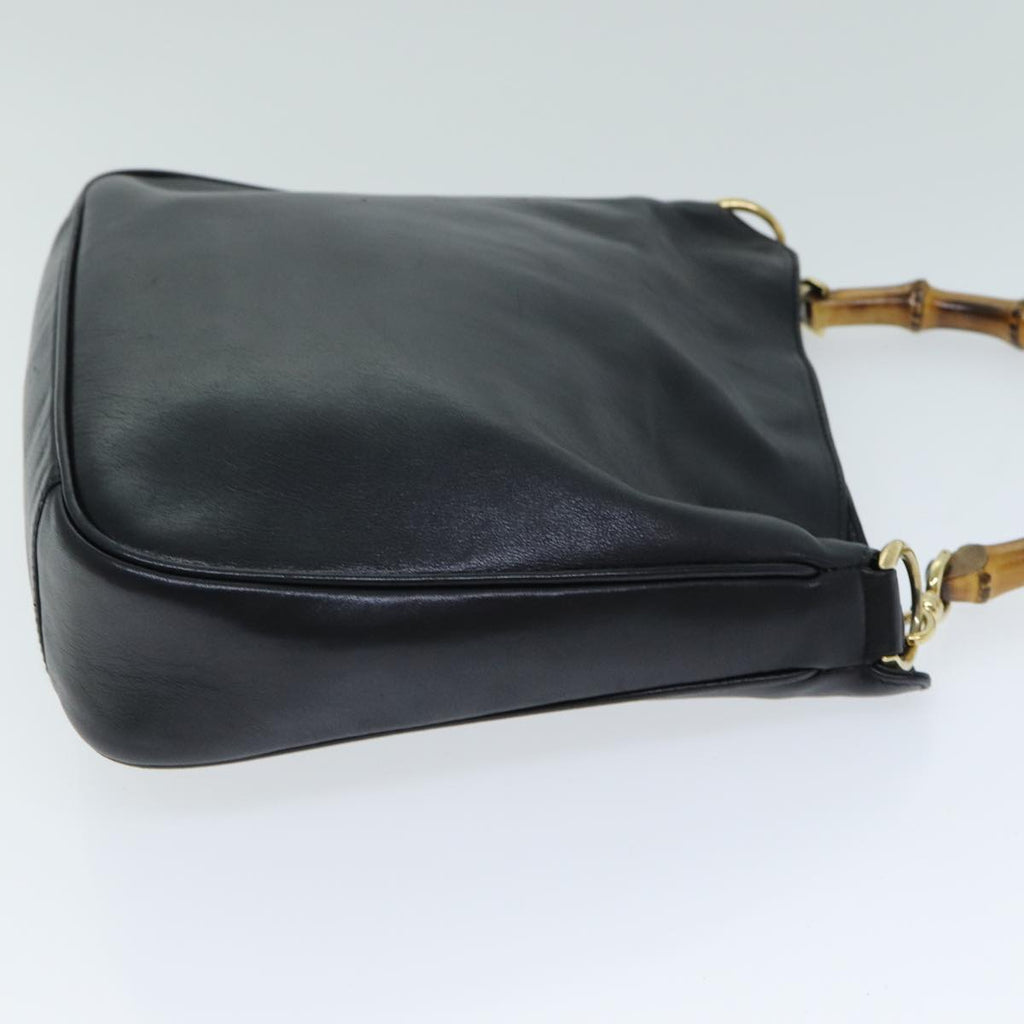 GUCCI Bamboo Hand Bag Leather 2way Black 001 2113 1638 81162
