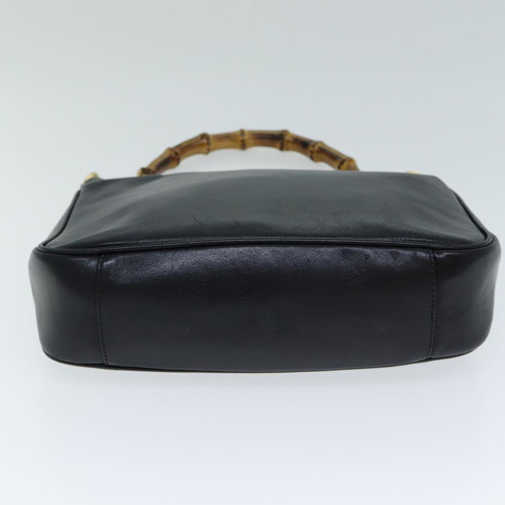 GUCCI Bamboo Hand Bag Leather 2way Black 001 2113 1638 81162