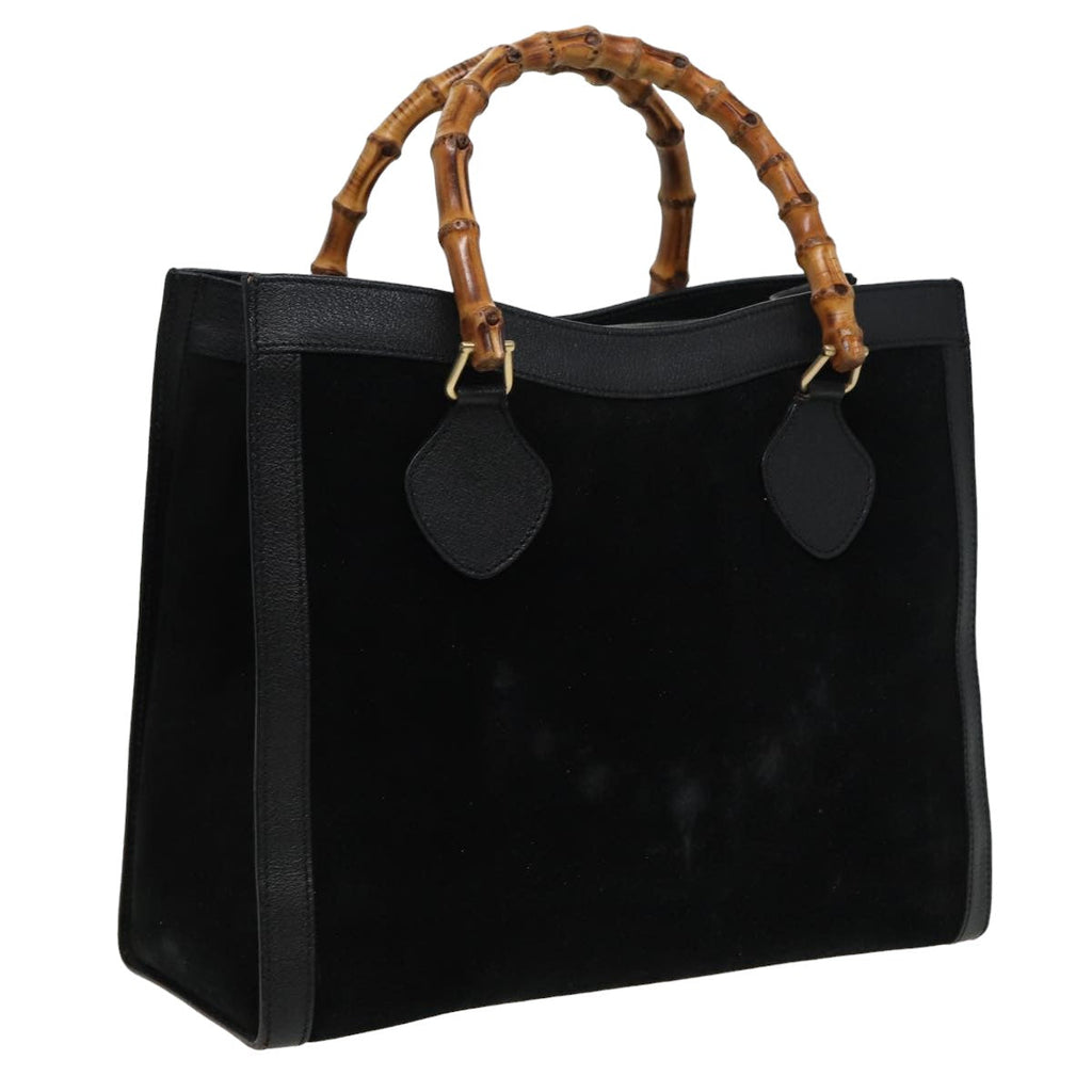GUCCI Bamboo Hand Bag Suede Leather Black 002 2853 81197