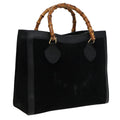 GUCCI Bamboo Hand Bag Suede Leather Black 002 2853 81197