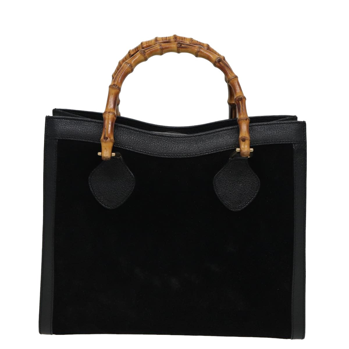 GUCCI Bamboo Hand Bag Suede Leather Black 002 2853 81197