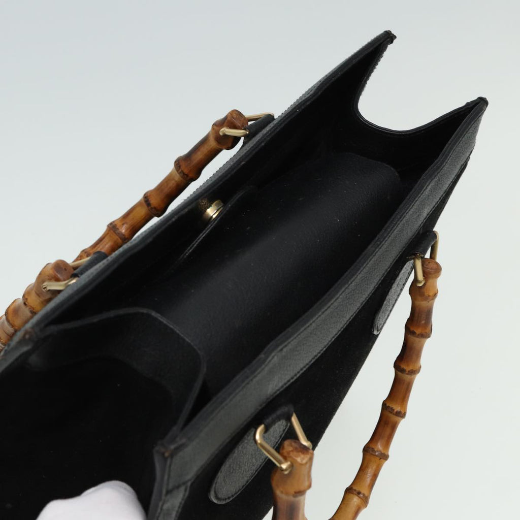 GUCCI Bamboo Hand Bag Suede Leather Black 002 2853 81197