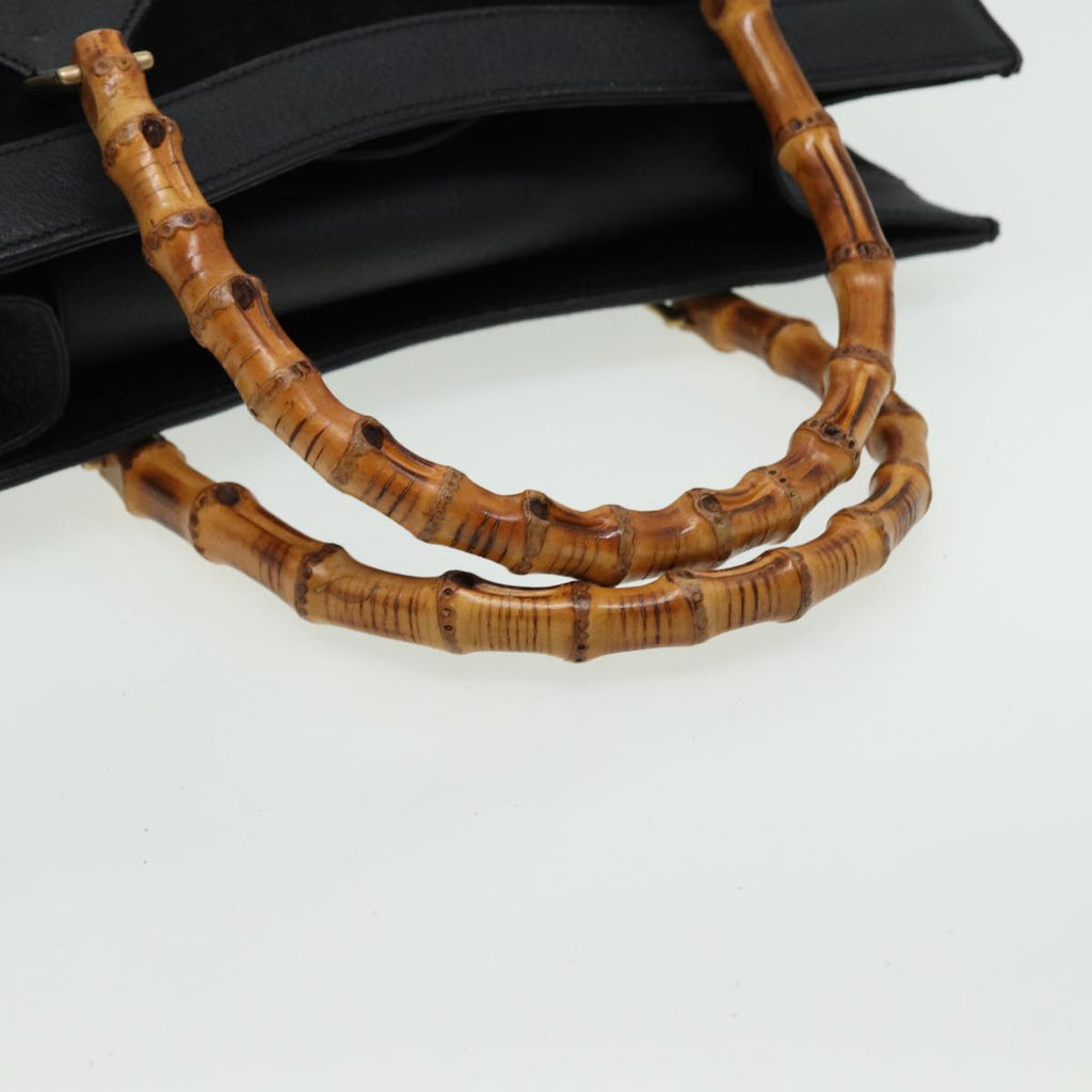 GUCCI Bamboo Hand Bag Suede Leather Black 002 2853 81197
