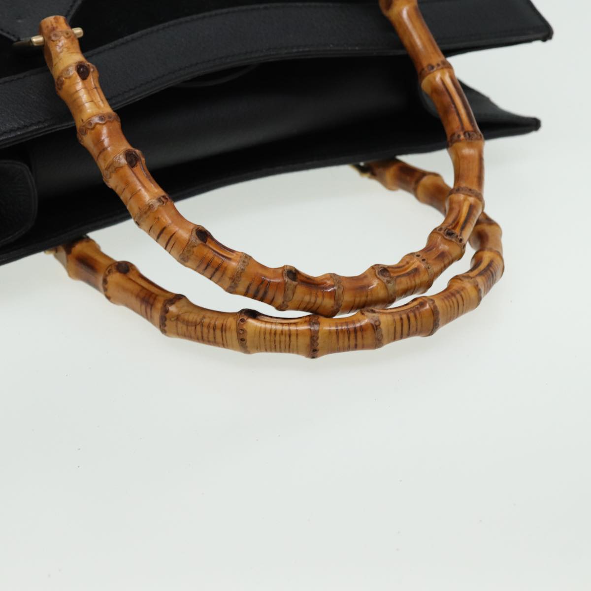 GUCCI Bamboo Hand Bag Suede Leather Black 002 2853 81197