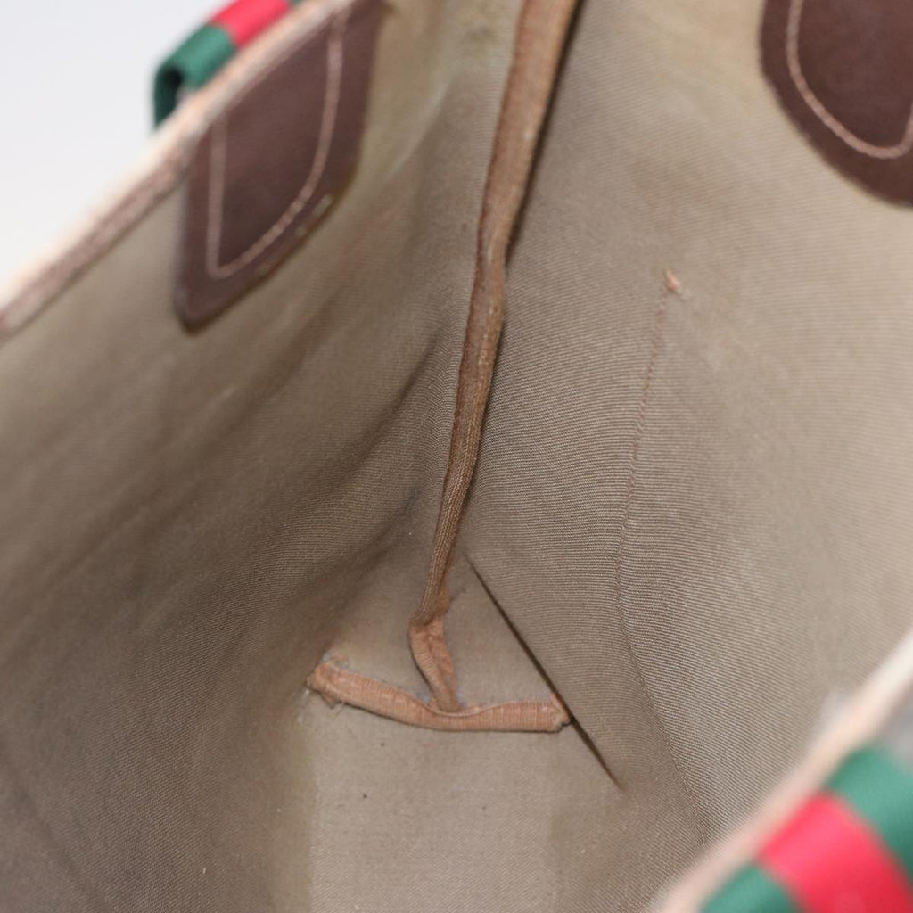 GUCCI GG Supreme Web Sherry Line Tote Bag PVC Leather Beige 89 02 003 81209