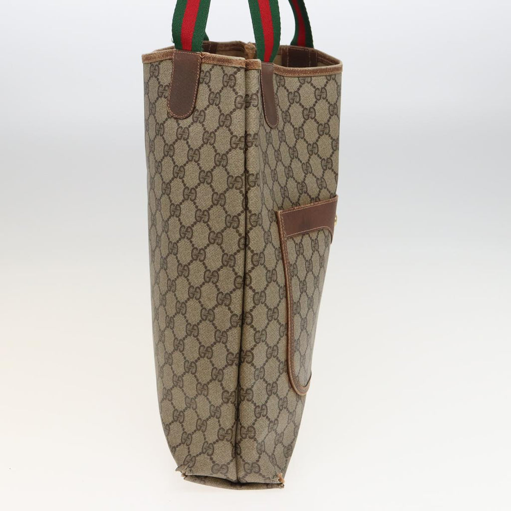 GUCCI GG Supreme Web Sherry Line Tote Bag PVC Leather Beige 89 02 003 81209