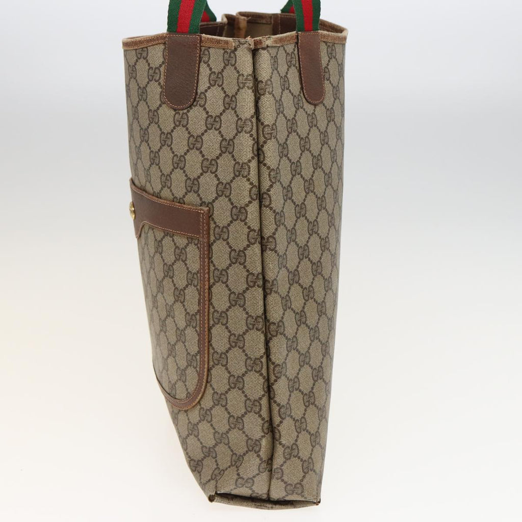 GUCCI GG Supreme Web Sherry Line Tote Bag PVC Leather Beige 89 02 003 81209