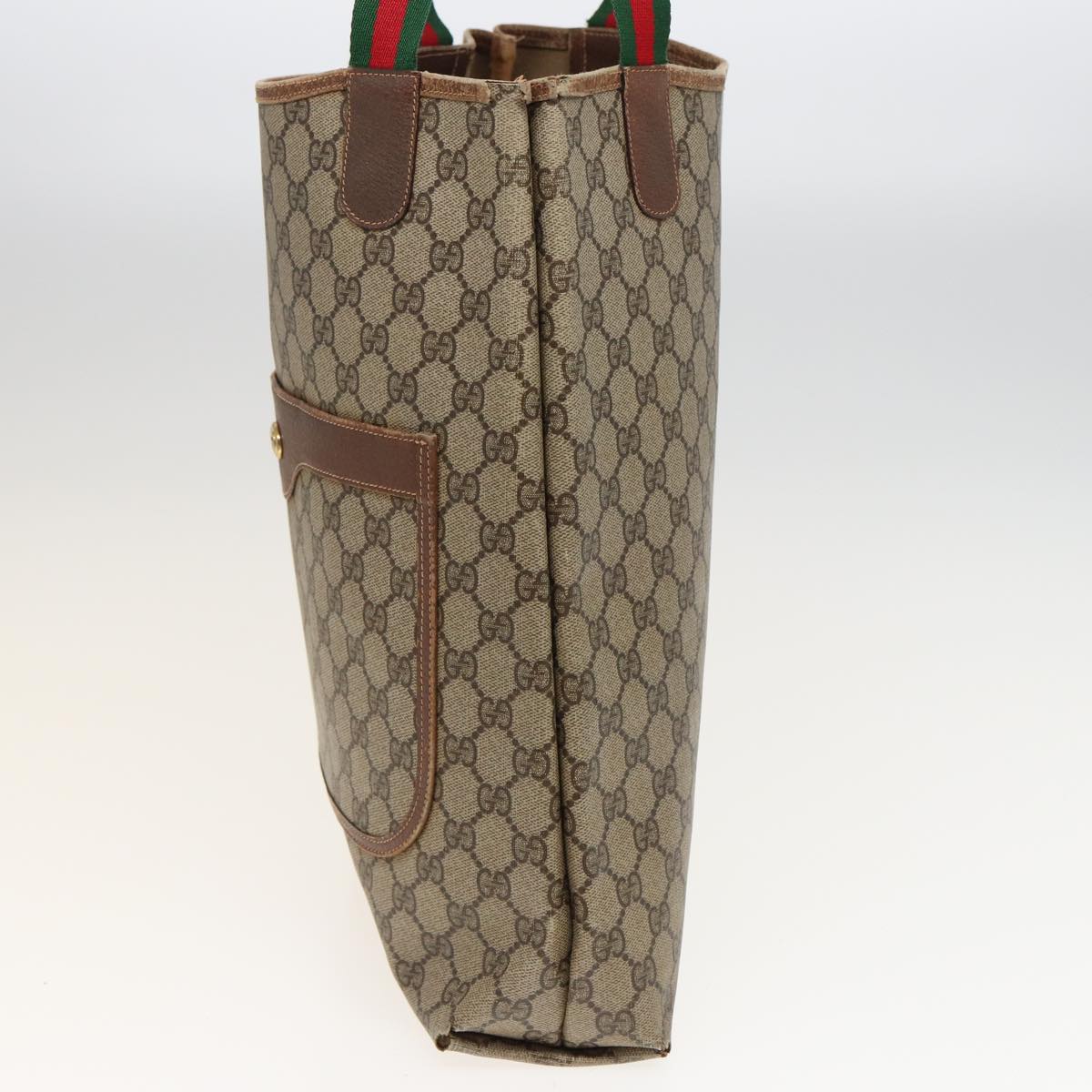 GUCCI GG Supreme Web Sherry Line Tote Bag PVC Leather Beige 89 02 003 81209