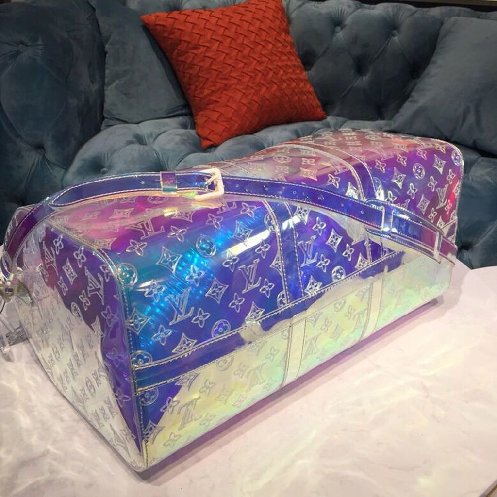 LV Keepall Bandouliere 50 Monogram PVC Iridescent Prism By Virgil Abloh For Men, Bags, Travel Bags 19.7in/50cm LV M53271