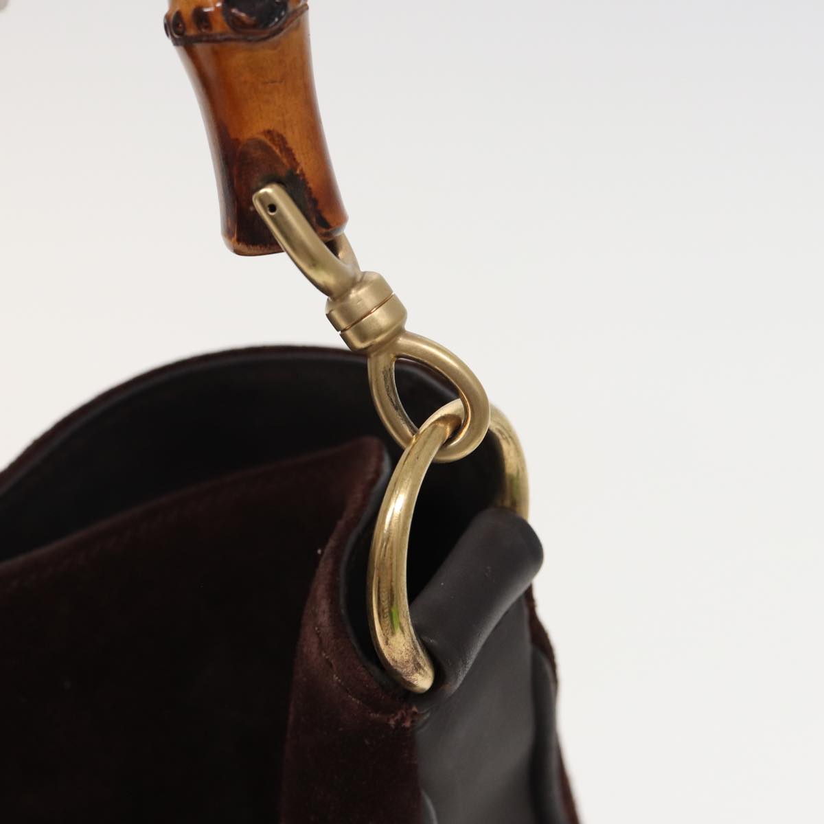 GUCCI Bamboo Shoulder Bag Suede 2way Brown 001 1638 2615 81326