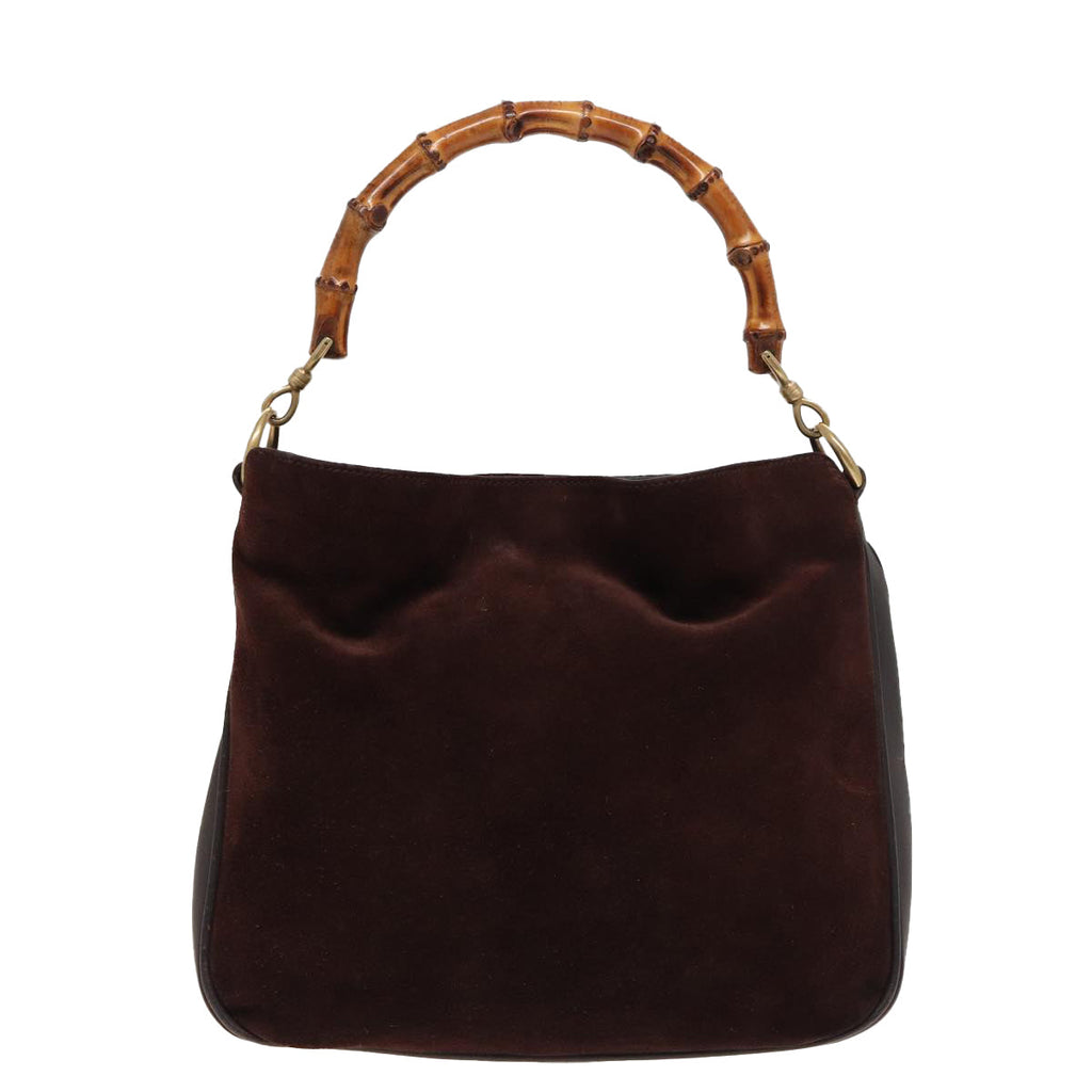 GUCCI Bamboo Shoulder Bag Suede 2way Brown 001 1638 2615 81326