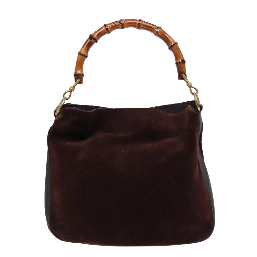 GUCCI Bamboo Shoulder Bag Suede 2way Brown 001 1638 2615 81326