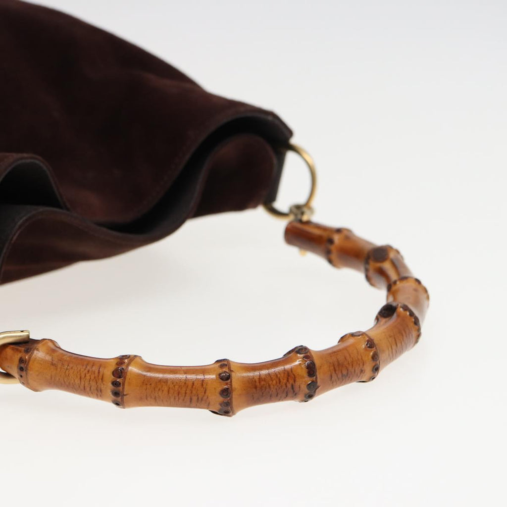 GUCCI Bamboo Shoulder Bag Suede 2way Brown 001 1638 2615 81326