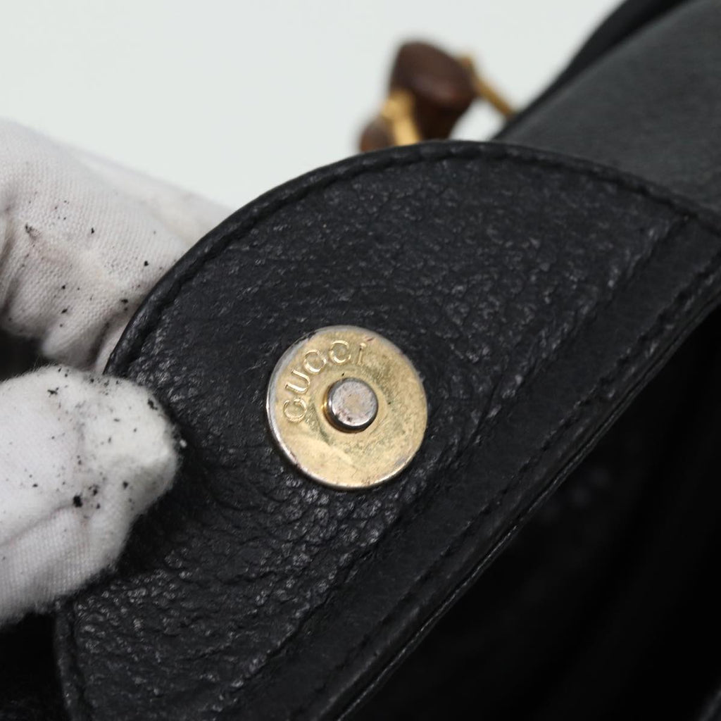 GUCCI Bamboo Hand Bag Suede Leather Black 002 1186 0260 81329