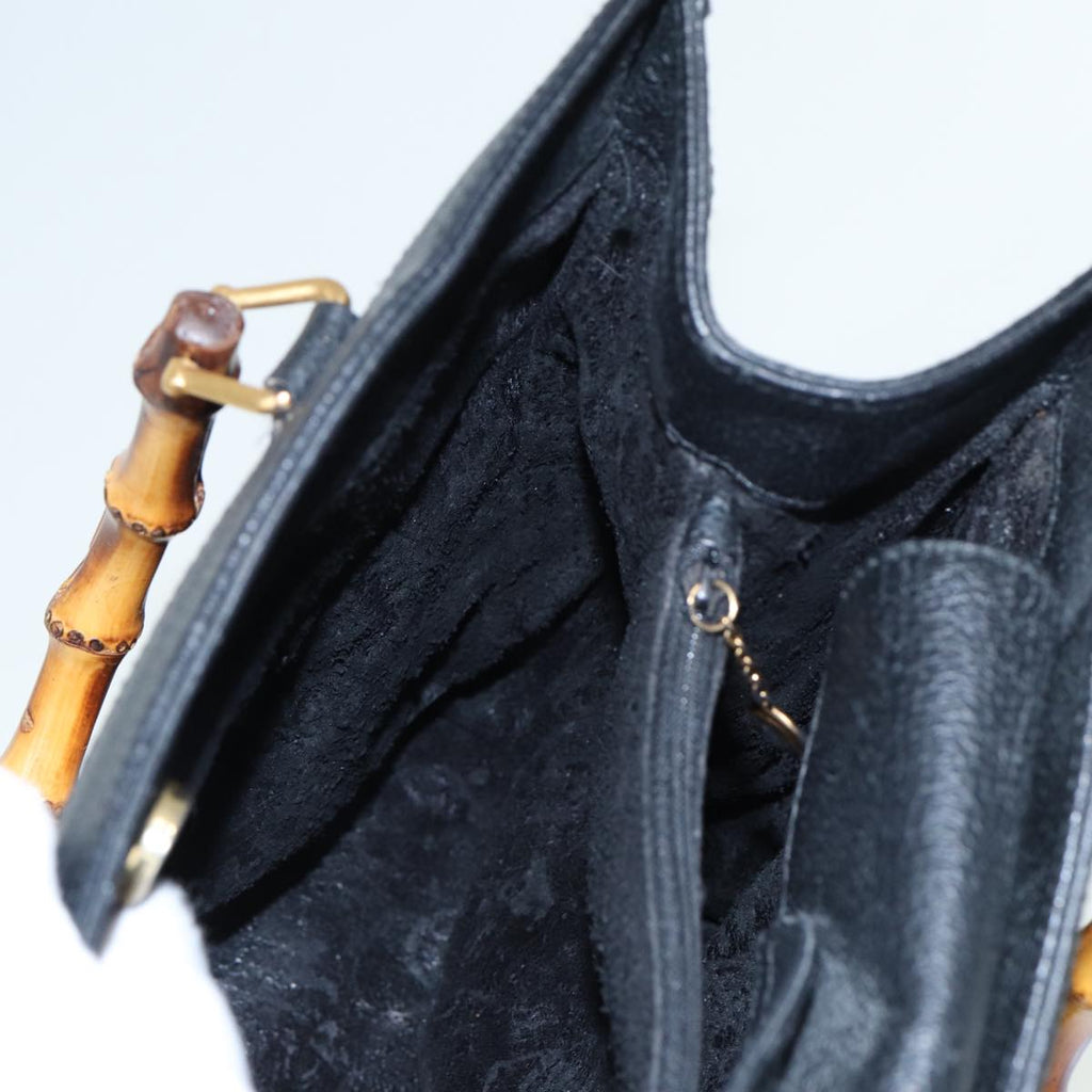 GUCCI Bamboo Hand Bag Suede Leather Black 002 1186 0260 81329
