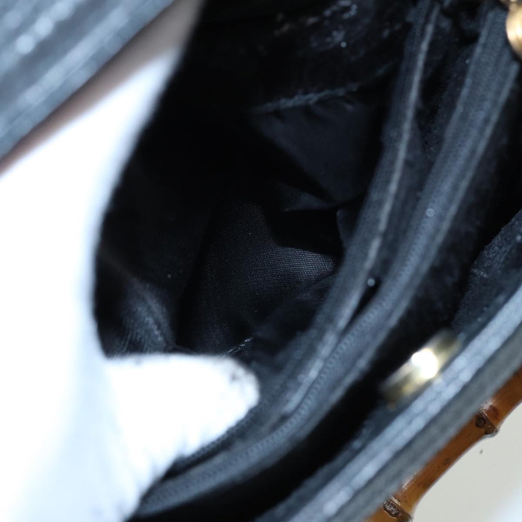 GUCCI Bamboo Hand Bag Suede Leather Black 002 1186 0260 81329